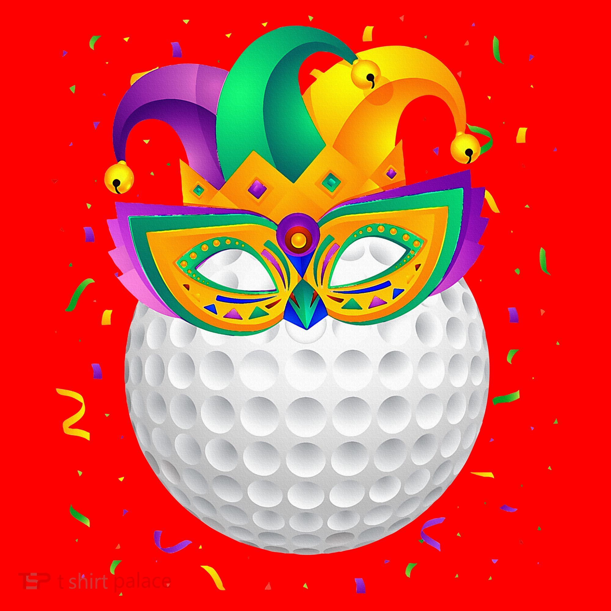 Golf Ball With Jester Hat Mardi Gras Fat Tuesday Parade Santa Hat