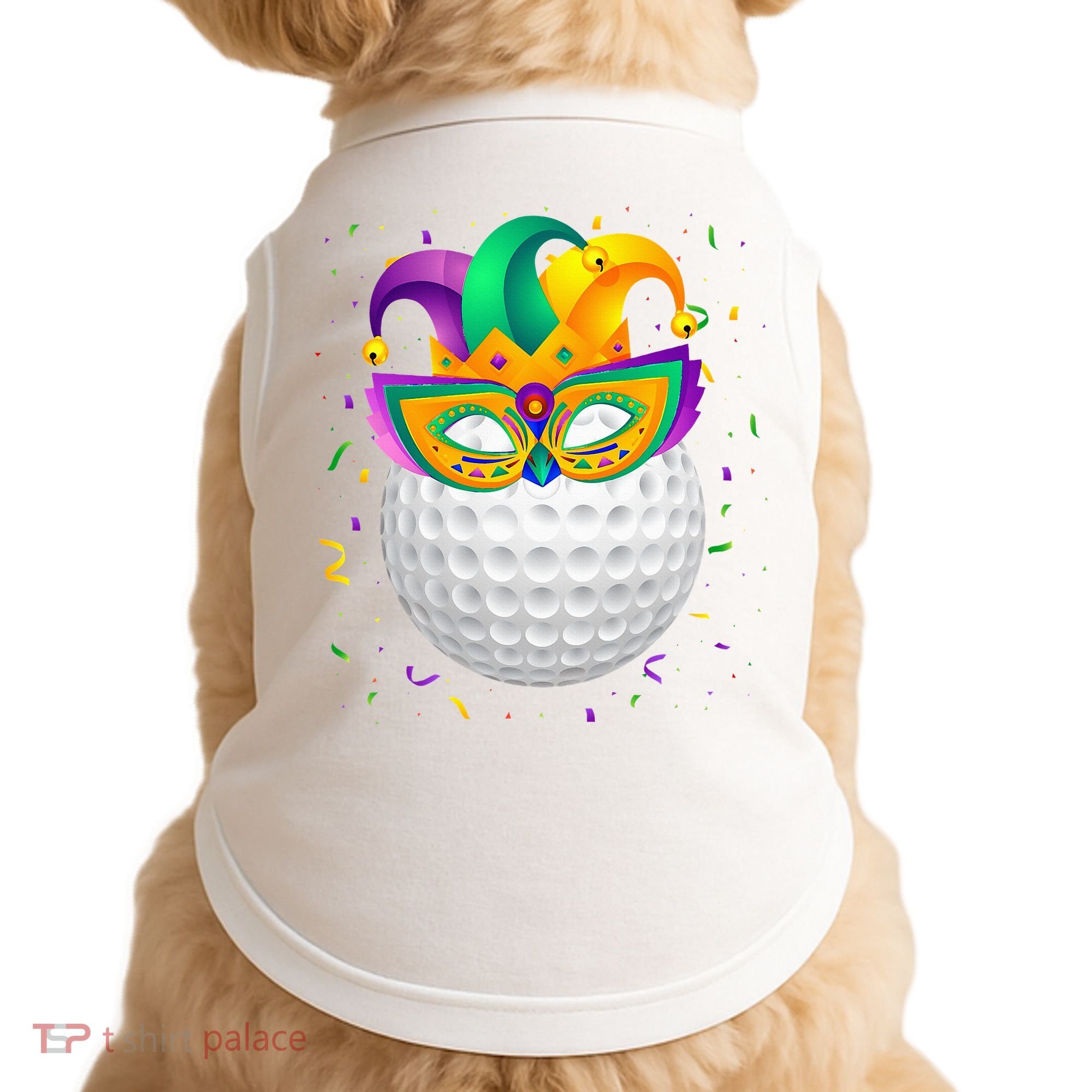 Golf Ball With Jester Hat Mardi Gras Fat Tuesday Parade Doggie Tank