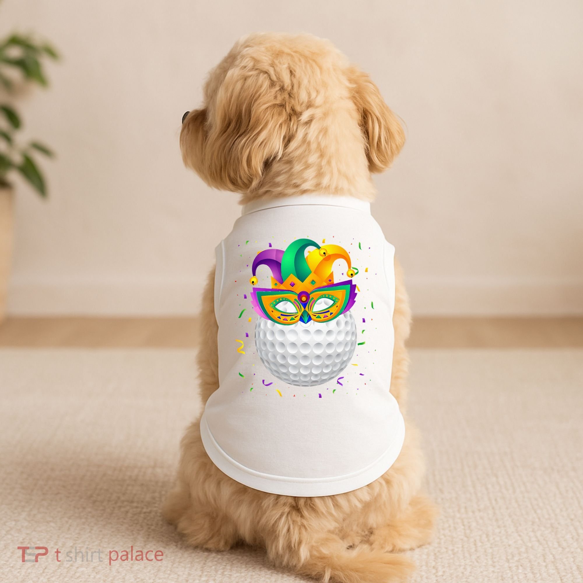 Golf Ball With Jester Hat Mardi Gras Fat Tuesday Parade Doggie Tank