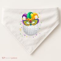 Golf Ball With Jester Hat Mardi Gras Fat Tuesday Parade USA-Made Doggie Bandana thumb 0