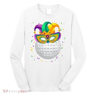 Golf Ball With Jester Hat Mardi Gras Fat Tuesday Parade Long Sleeve Shirt