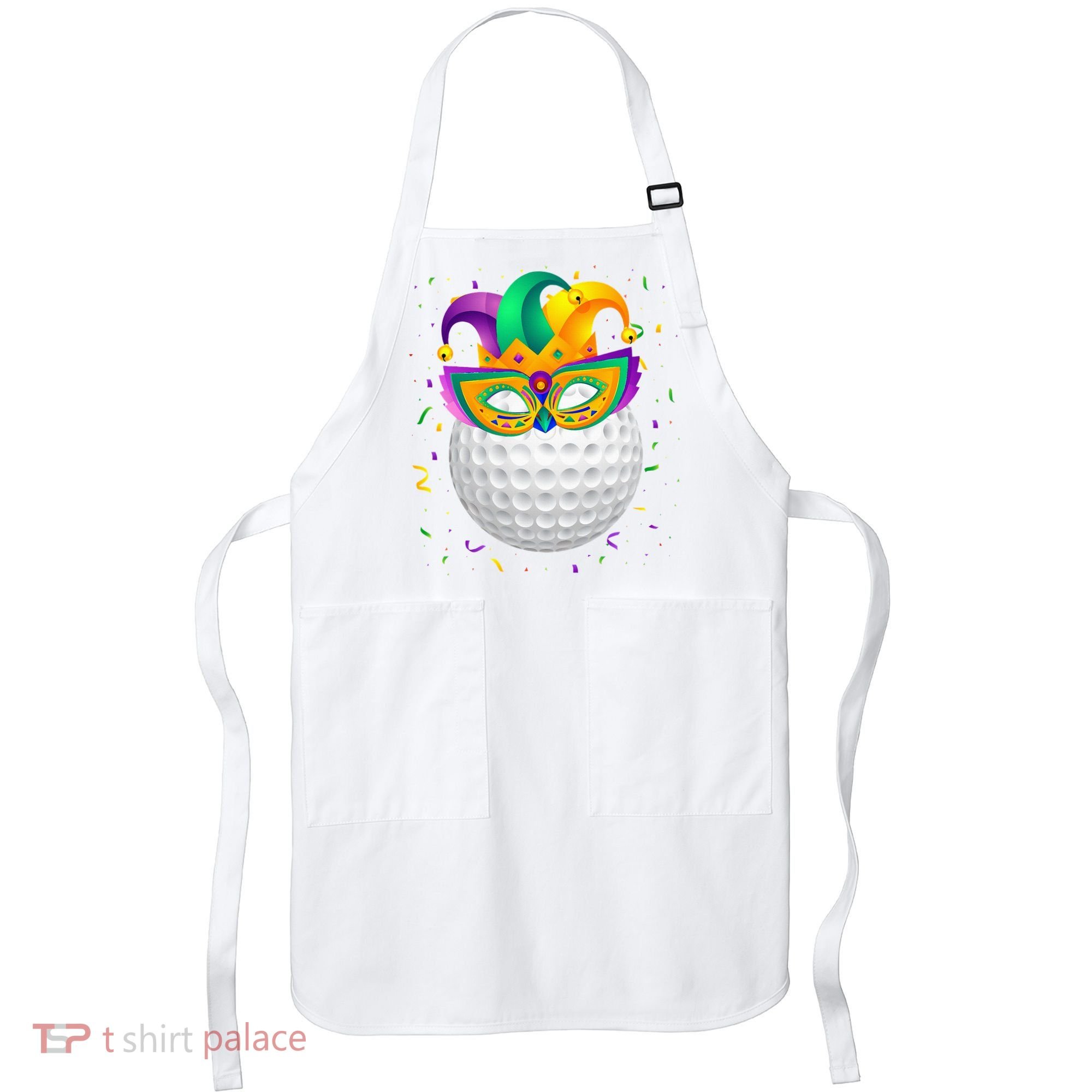 Golf Ball With Jester Hat Mardi Gras Fat Tuesday Parade Apron