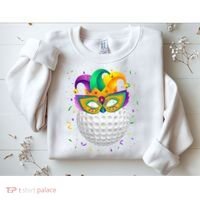 Golf Ball With Jester Hat Mardi Gras Fat Tuesday Parade Sweatshirt thumb 2