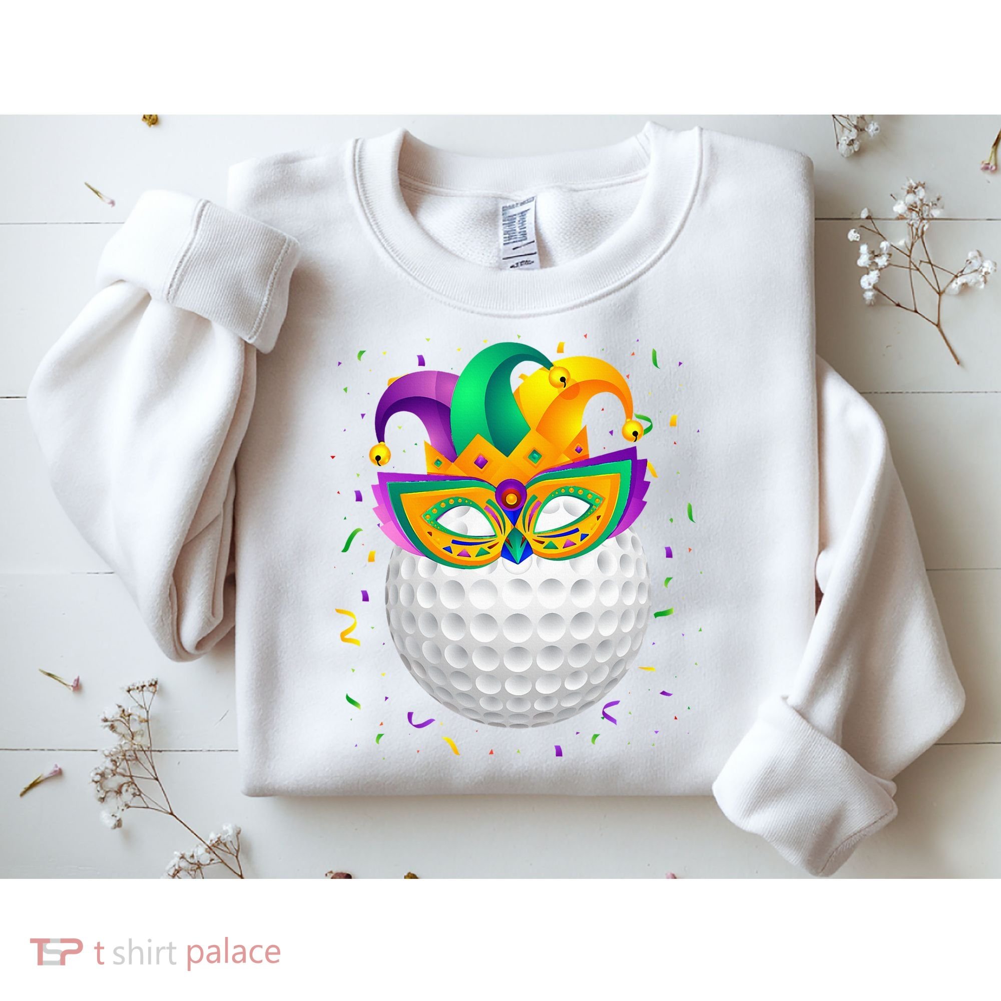 Golf Ball With Jester Hat Mardi Gras Fat Tuesday Parade Sweatshirt