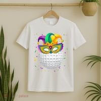 Golf Ball With Jester Hat Mardi Gras Fat Tuesday Parade T-Shirt thumb 2