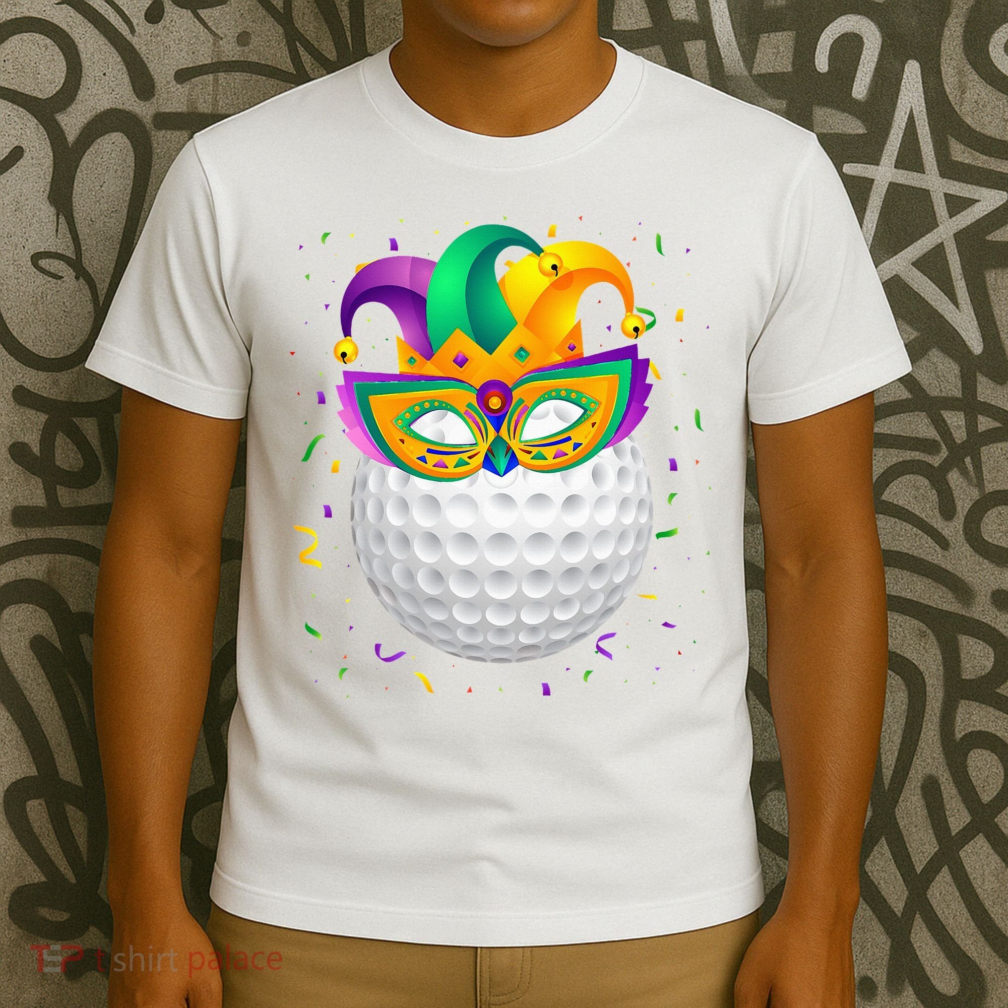 Golf Ball With Jester Hat Mardi Gras Fat Tuesday Parade T-Shirt