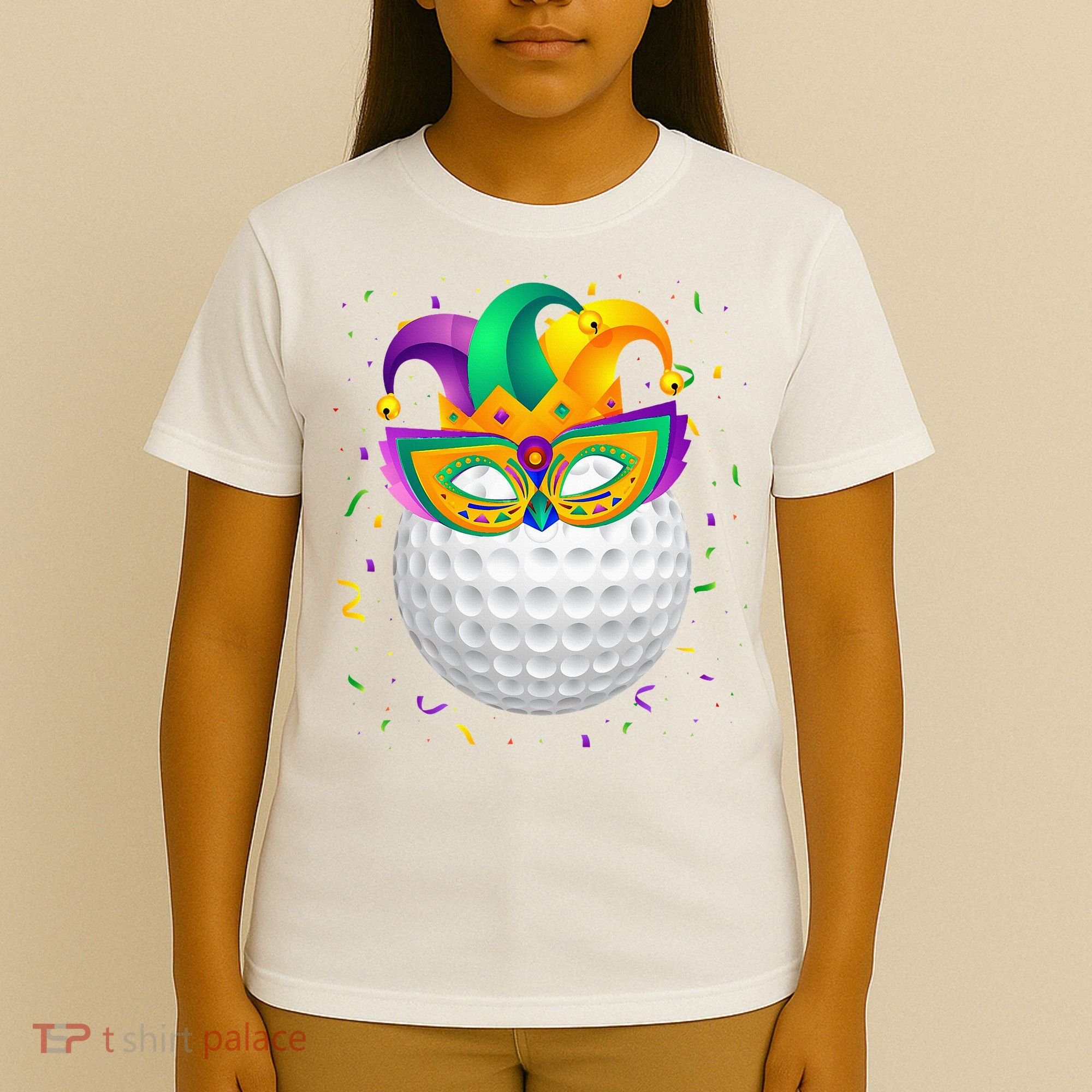 Golf Ball With Jester Hat Mardi Gras Fat Tuesday Parade T-Shirt