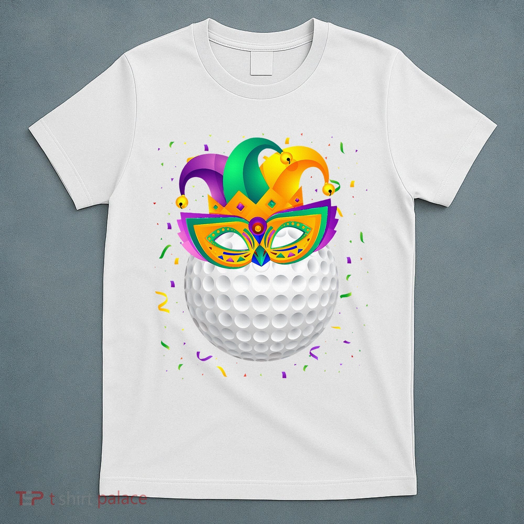 Golf Ball With Jester Hat Mardi Gras Fat Tuesday Parade T-Shirt