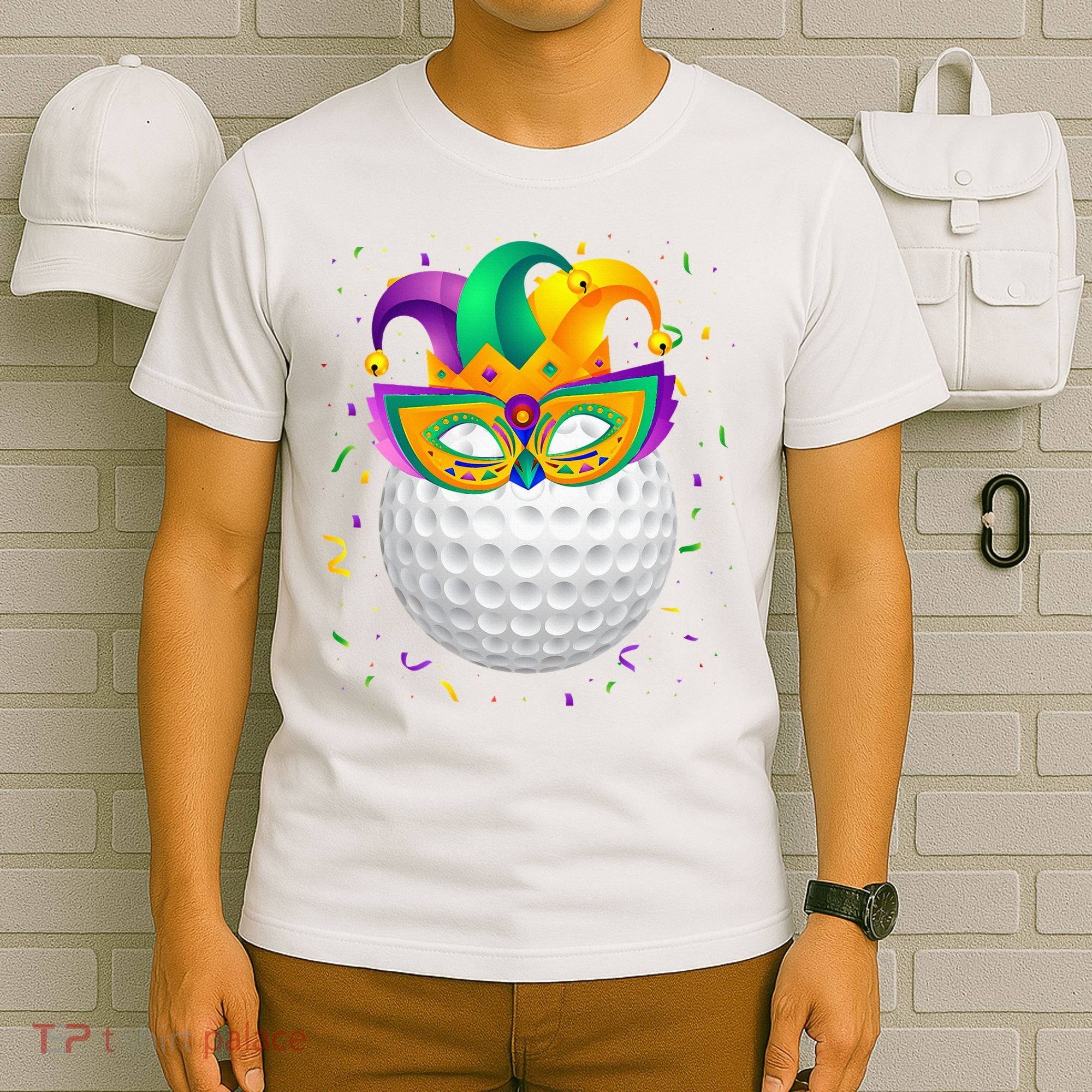 Golf Ball With Jester Hat Mardi Gras Fat Tuesday Parade T-Shirt