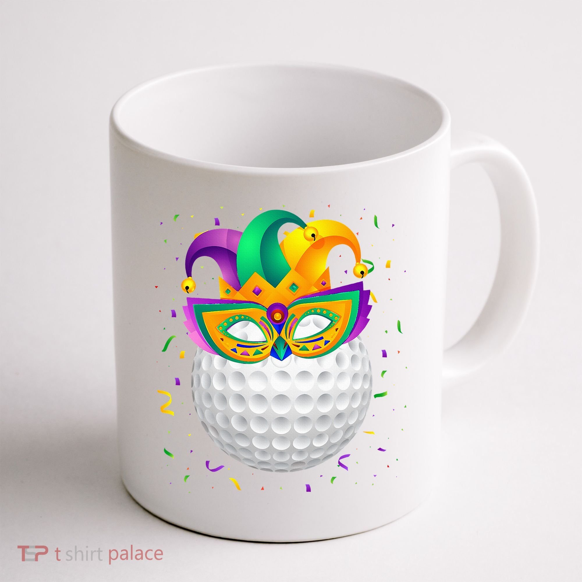 Golf Ball With Jester Hat Mardi Gras Fat Tuesday Parade Coffee Mug