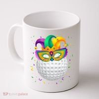 Golf Ball With Jester Hat Mardi Gras Fat Tuesday Parade Coffee Mug thumb 0