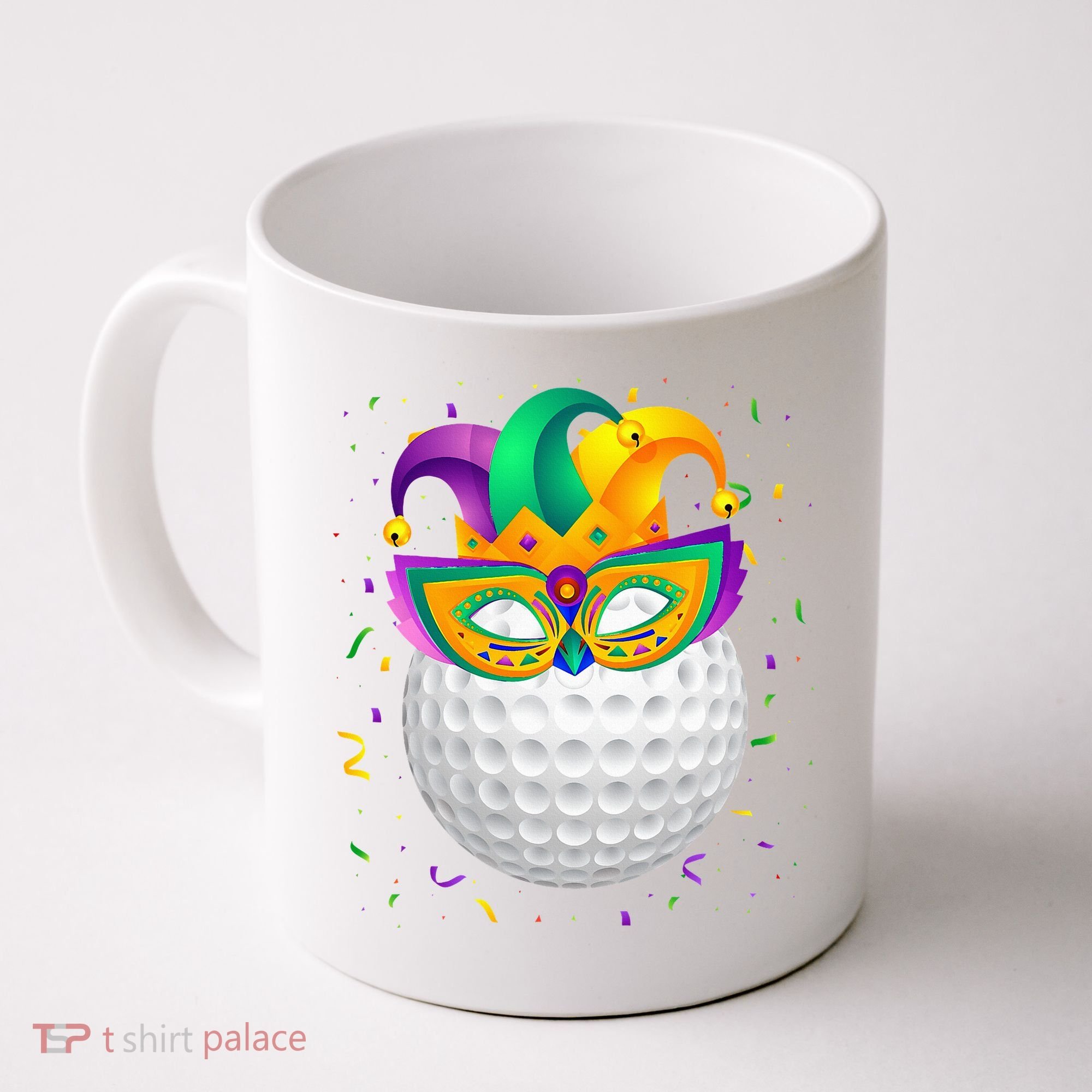 Golf Ball With Jester Hat Mardi Gras Fat Tuesday Parade Coffee Mug