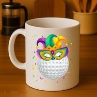 Golf Ball With Jester Hat Mardi Gras Fat Tuesday Parade Coffee Mug thumb 4