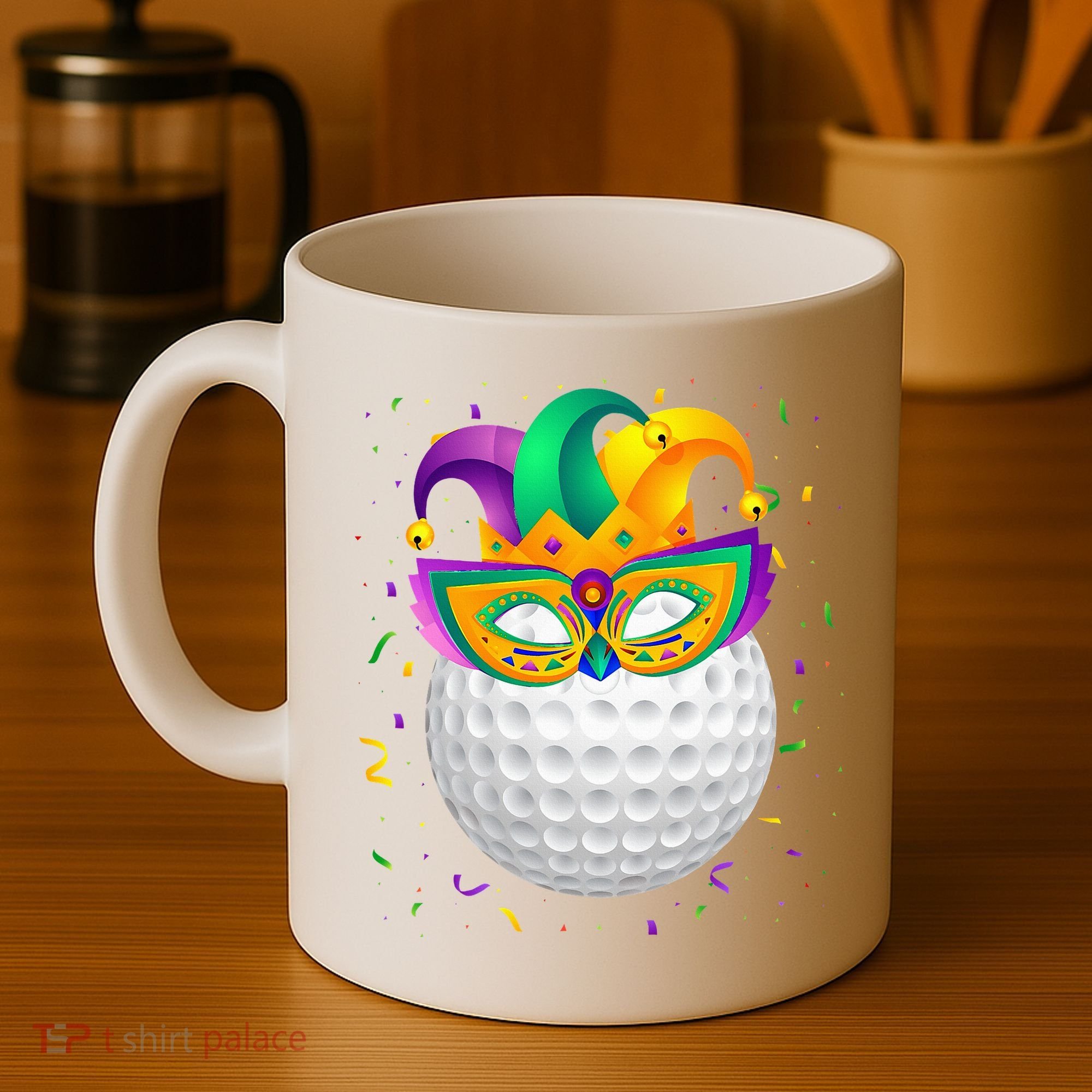 Golf Ball With Jester Hat Mardi Gras Fat Tuesday Parade Coffee Mug