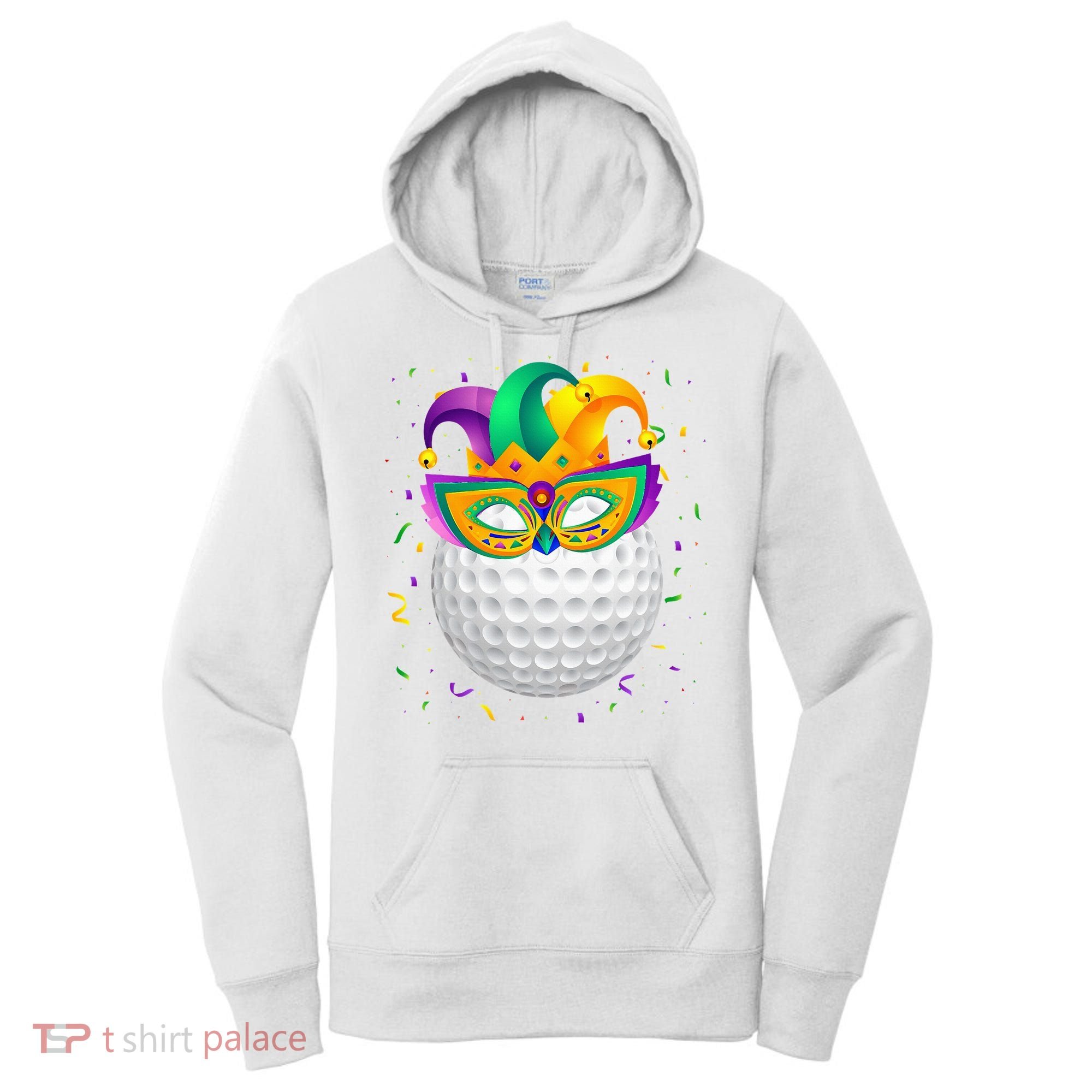 Golf Ball With Jester Hat Mardi Gras Fat Tuesday Parade Women's Hoodie