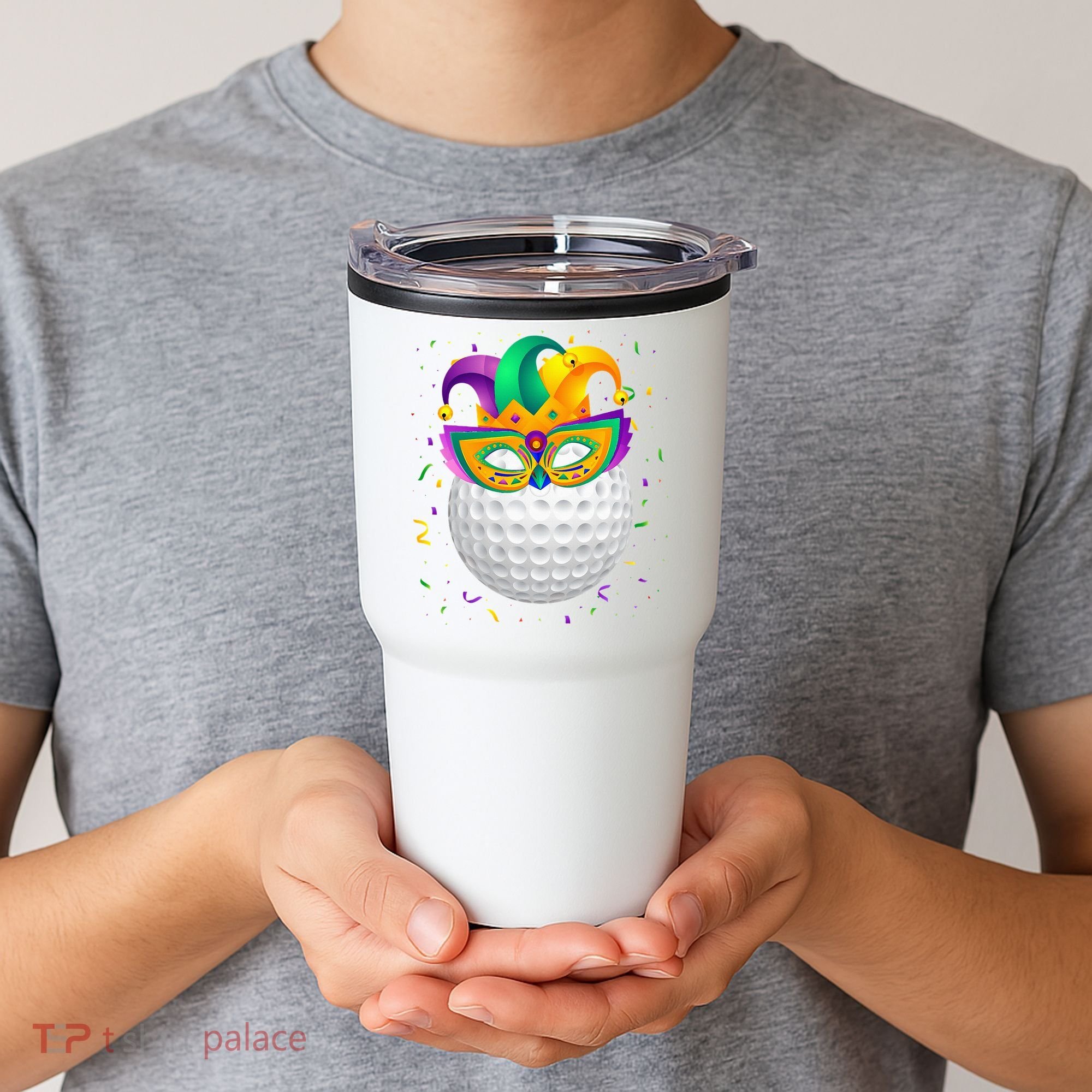 Golf Ball With Jester Hat Mardi Gras Fat Tuesday Parade Tumbler