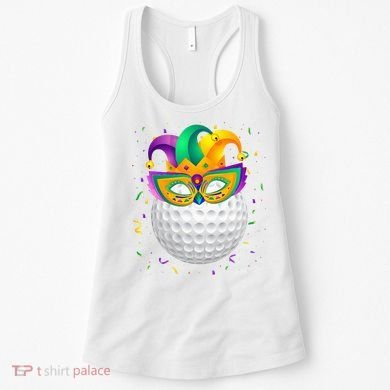 Golf Ball With Jester Hat Mardi Gras Fat Tuesday Parade Women's Tank Top