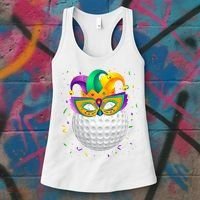 Golf Ball With Jester Hat Mardi Gras Fat Tuesday Parade Women's Tank Top thumb 3