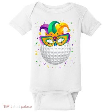 Golf Ball With Jester Hat Mardi Gras Fat Tuesday Parade Baby Bodysuit