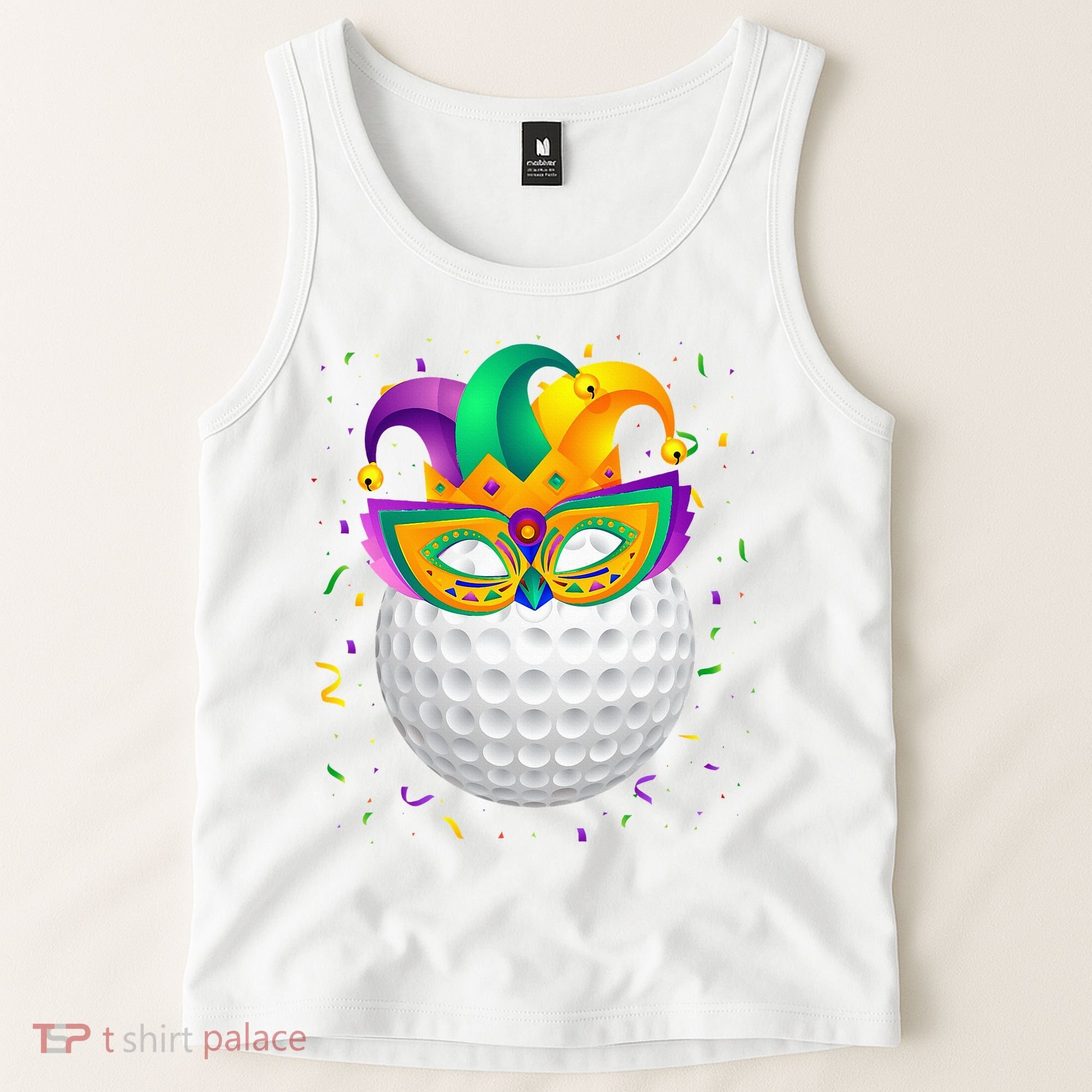 Golf Ball With Jester Hat Mardi Gras Fat Tuesday Parade Tank Top