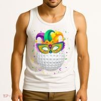 Golf Ball With Jester Hat Mardi Gras Fat Tuesday Parade Tank Top thumb 3