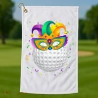 Golf Ball With Jester Hat Mardi Gras Fat Tuesday Parade Golf Towel thumb 1