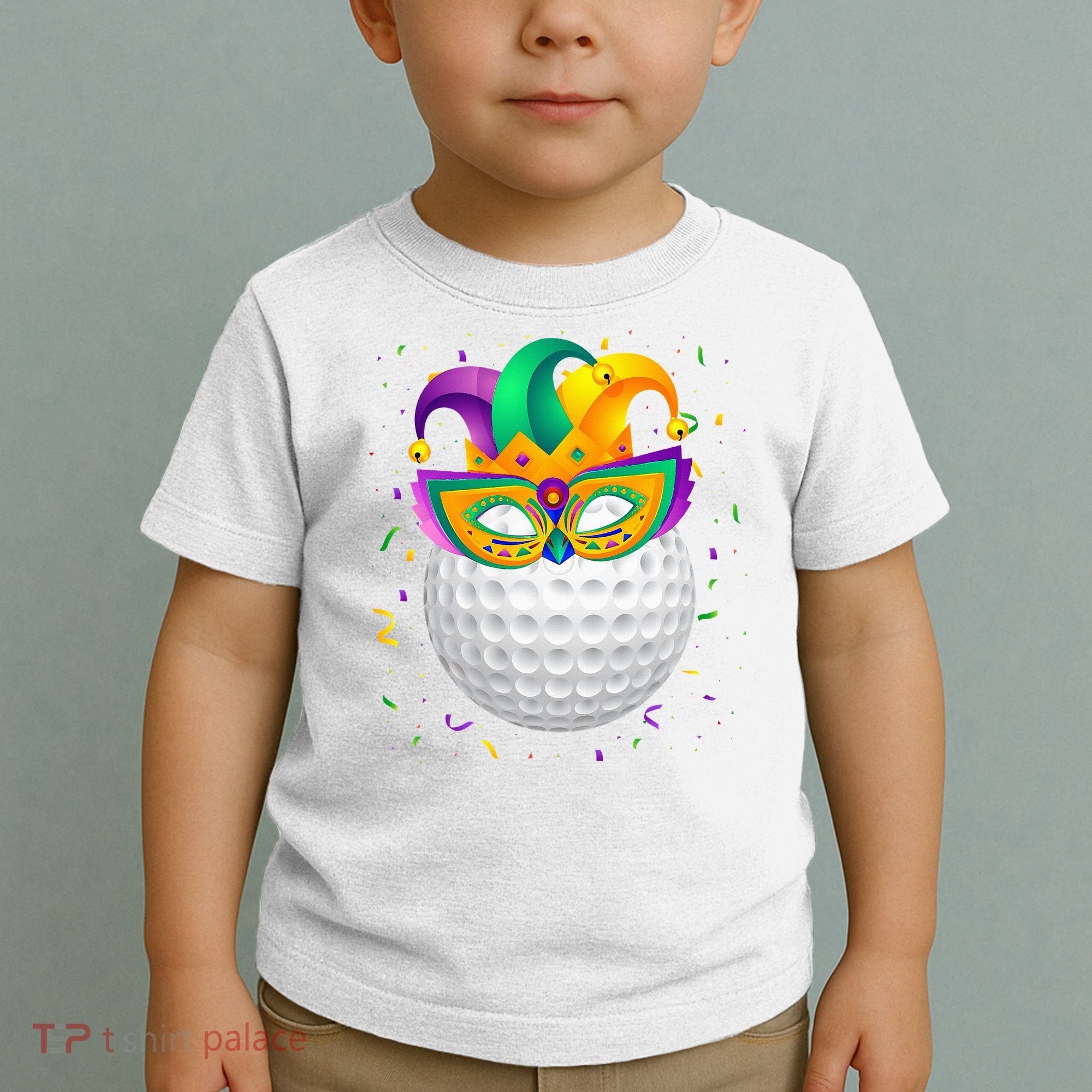 Golf Ball With Jester Hat Mardi Gras Fat Tuesday Parade Toddler T-Shirt