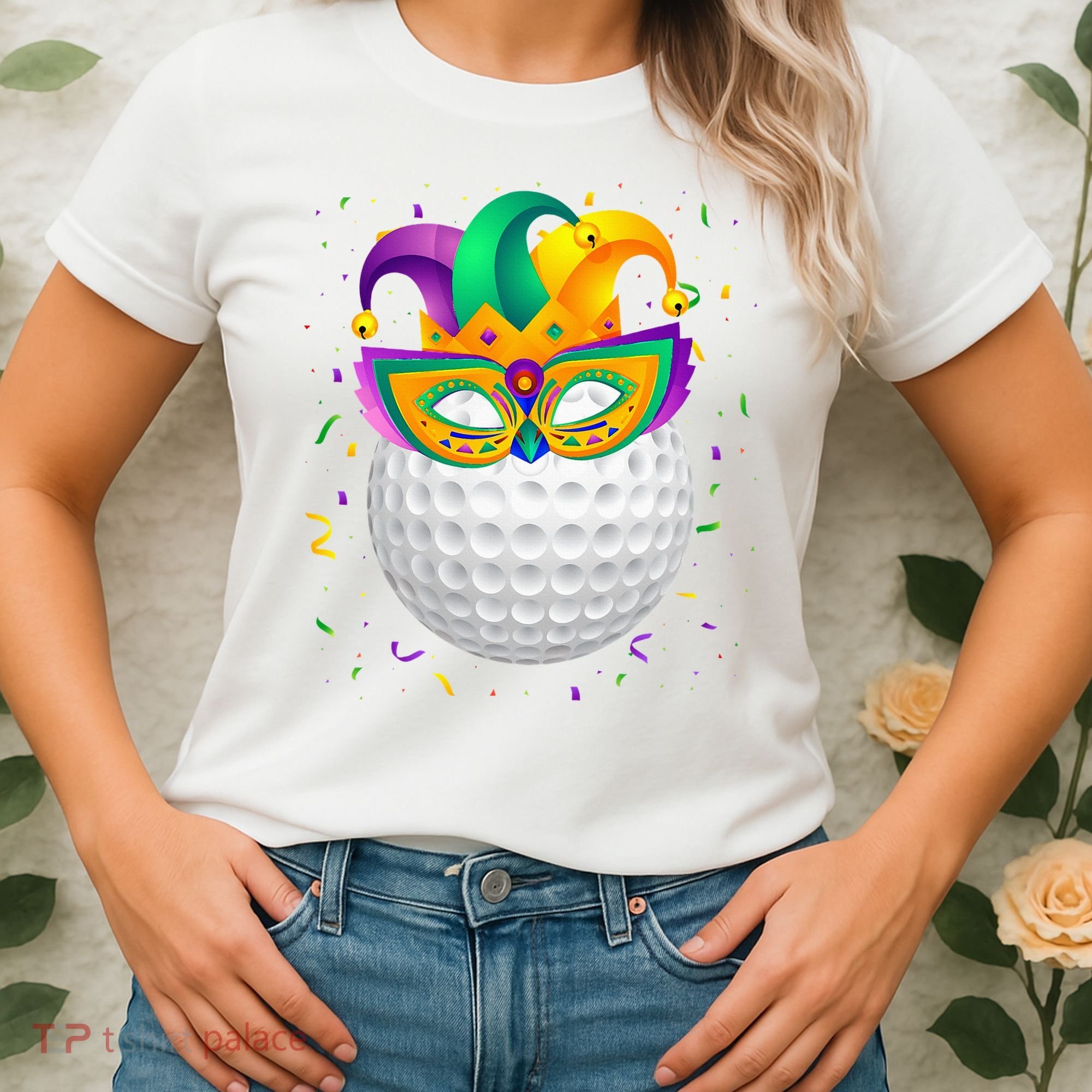 Golf Ball With Jester Hat Mardi Gras Fat Tuesday Parade Women's T-Shirt