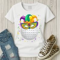 Golf Ball With Jester Hat Mardi Gras Fat Tuesday Parade Women's T-Shirt thumb 3