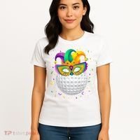 Golf Ball With Jester Hat Mardi Gras Fat Tuesday Parade Women's T-Shirt thumb 4