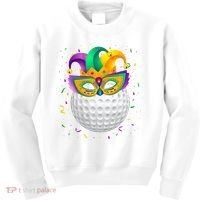 Golf Ball With Jester Hat Mardi Gras Fat Tuesday Parade Kids Sweatshirt thumb 0