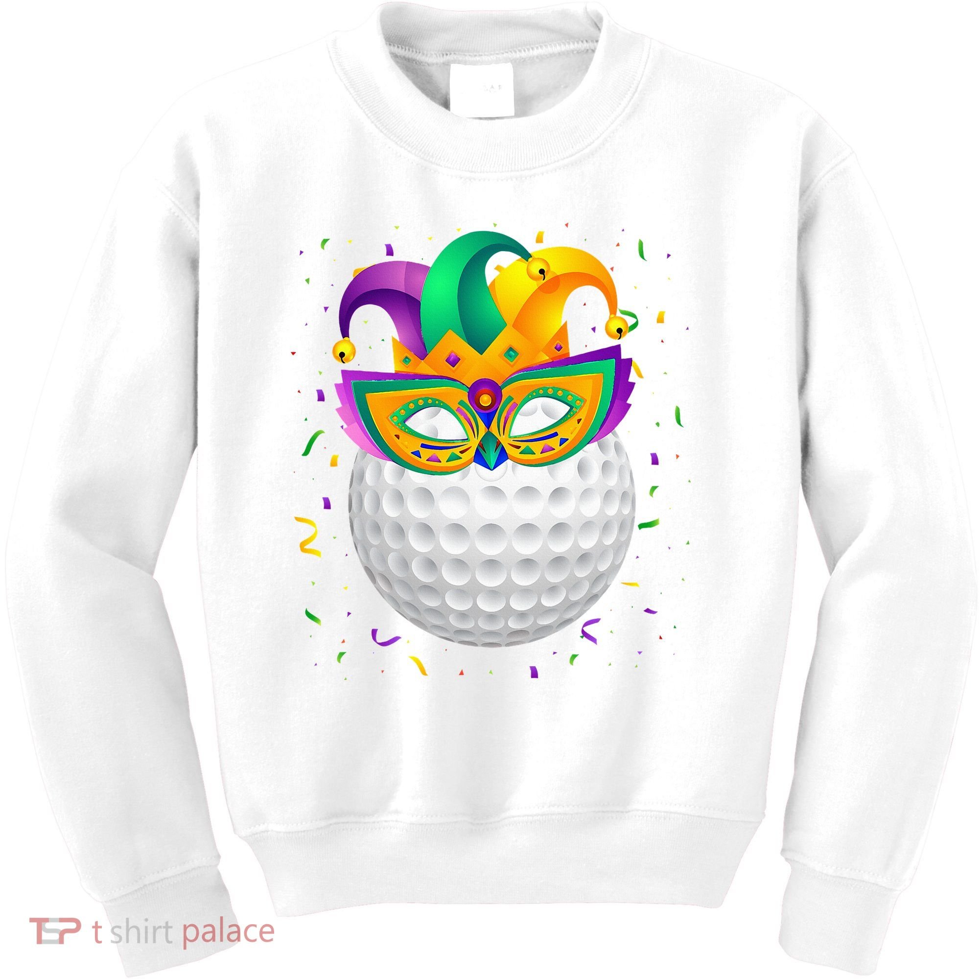 Golf Ball With Jester Hat Mardi Gras Fat Tuesday Parade Kids Sweatshirt
