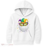 Golf Ball With Jester Hat Mardi Gras Fat Tuesday Parade Kids Hoodie thumb 0