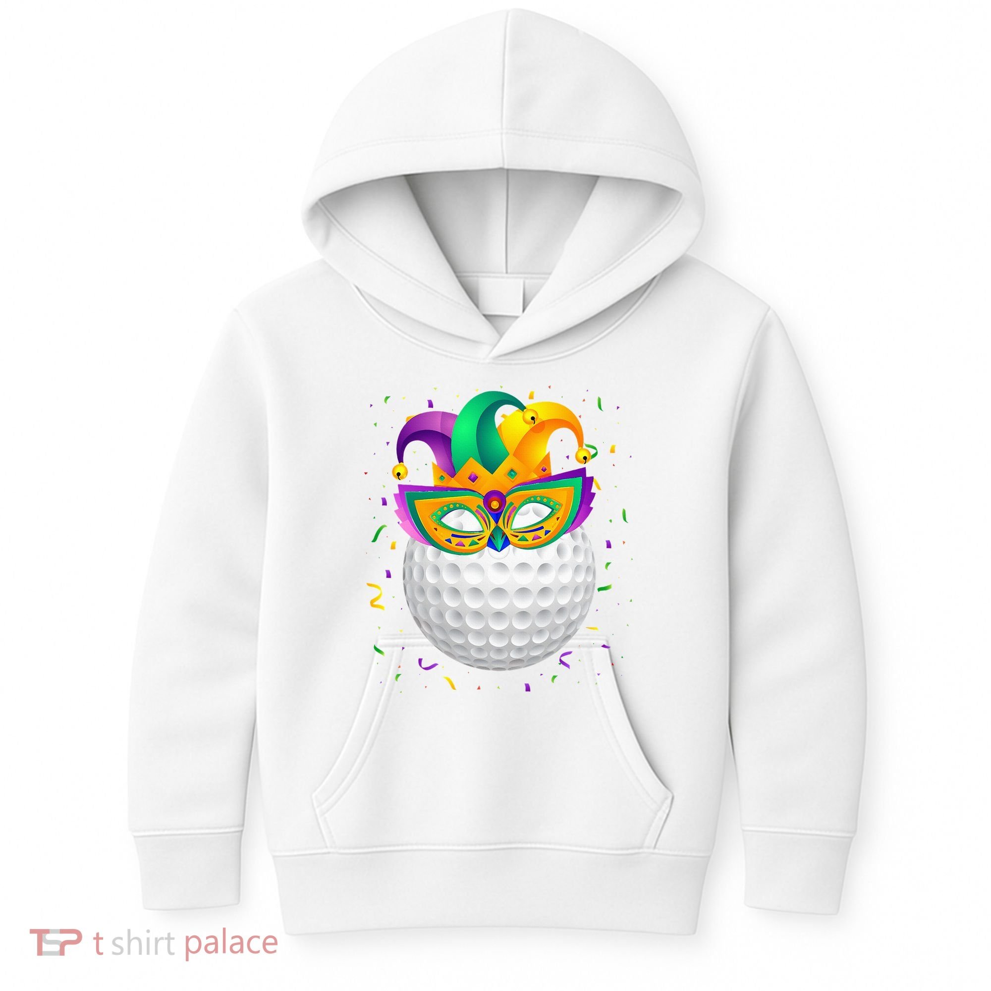 Golf Ball With Jester Hat Mardi Gras Fat Tuesday Parade Kids Hoodie