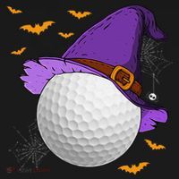 Golf Ball Witch Hat Pumpkin Spooky Halloween Costume Women's Hoodie thumb 2
