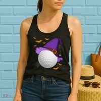 Golf Ball Witch Hat Pumpkin Spooky Halloween Costume Women's Tank Top thumb 2