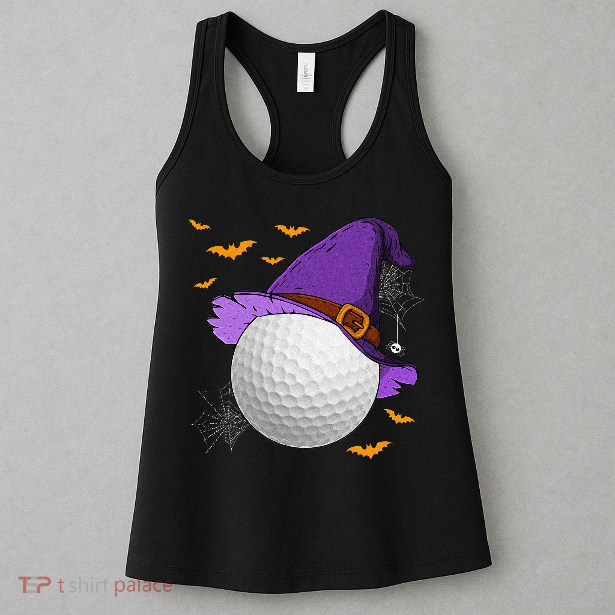 Golf Ball Witch Hat Pumpkin Spooky Halloween Costume Women's Tank Top