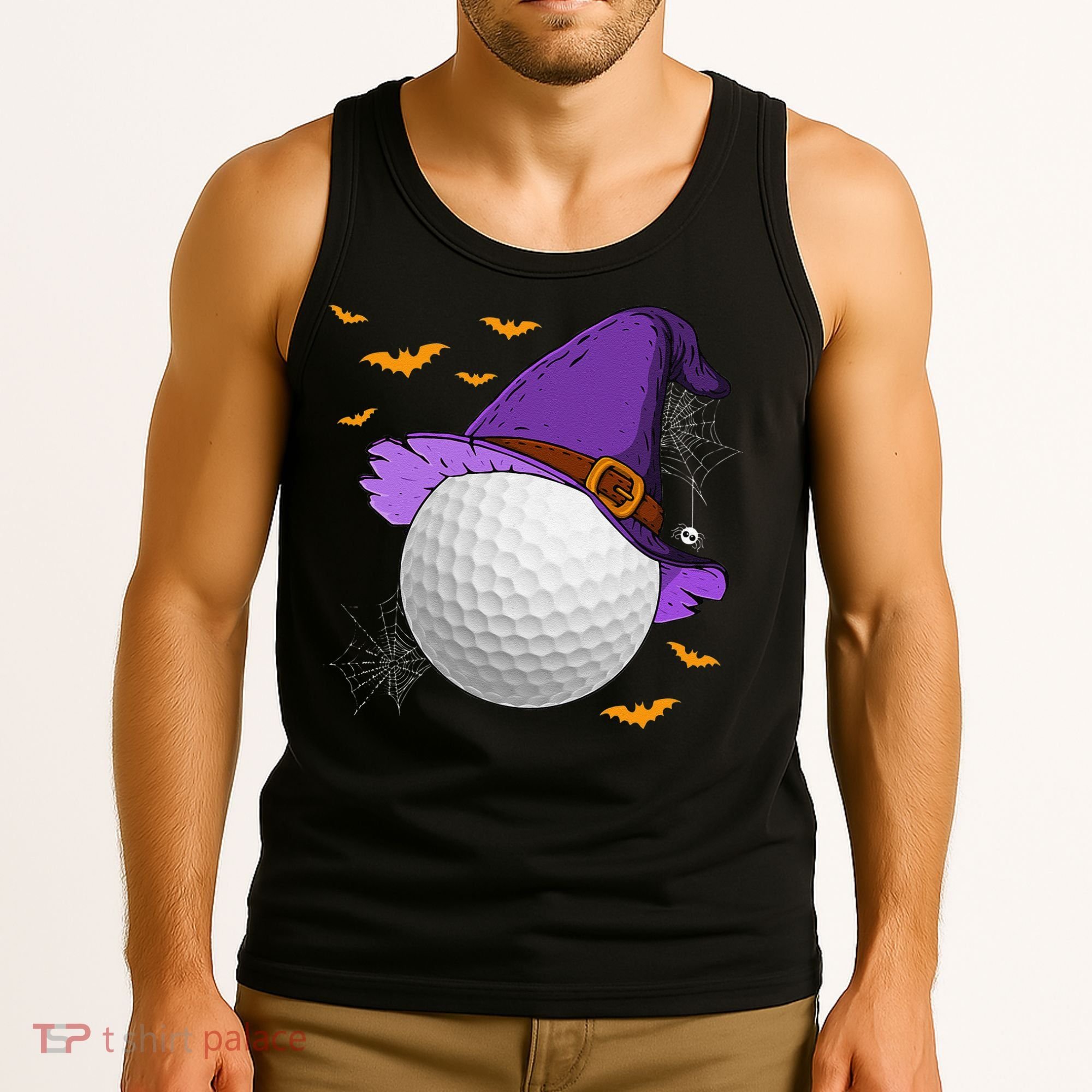 Golf Ball Witch Hat Pumpkin Spooky Halloween Costume Tank Top
