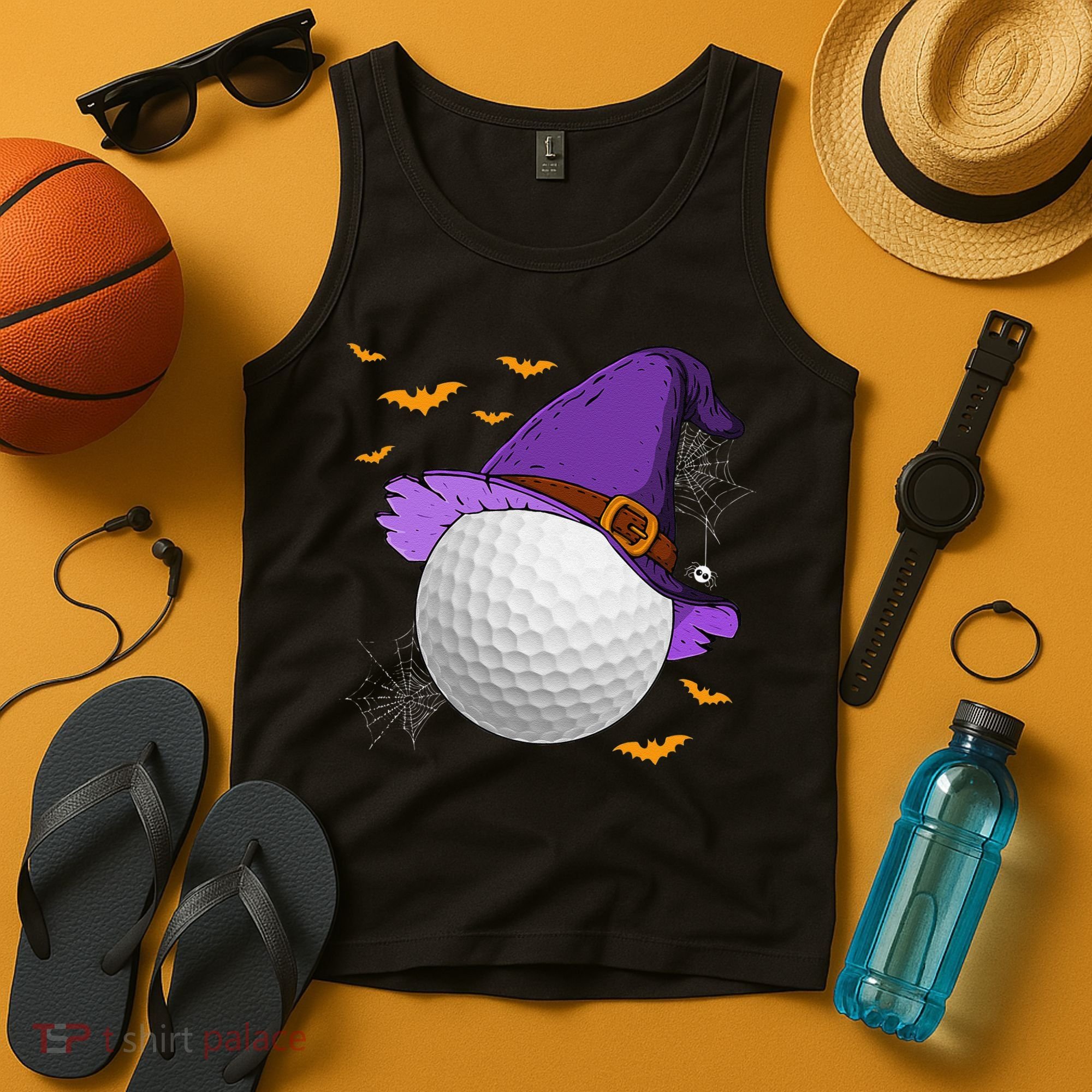 Golf Ball Witch Hat Pumpkin Spooky Halloween Costume Tank Top