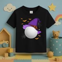 Golf Ball Witch Hat Pumpkin Spooky Halloween Costume Toddler T-Shirt thumb 3