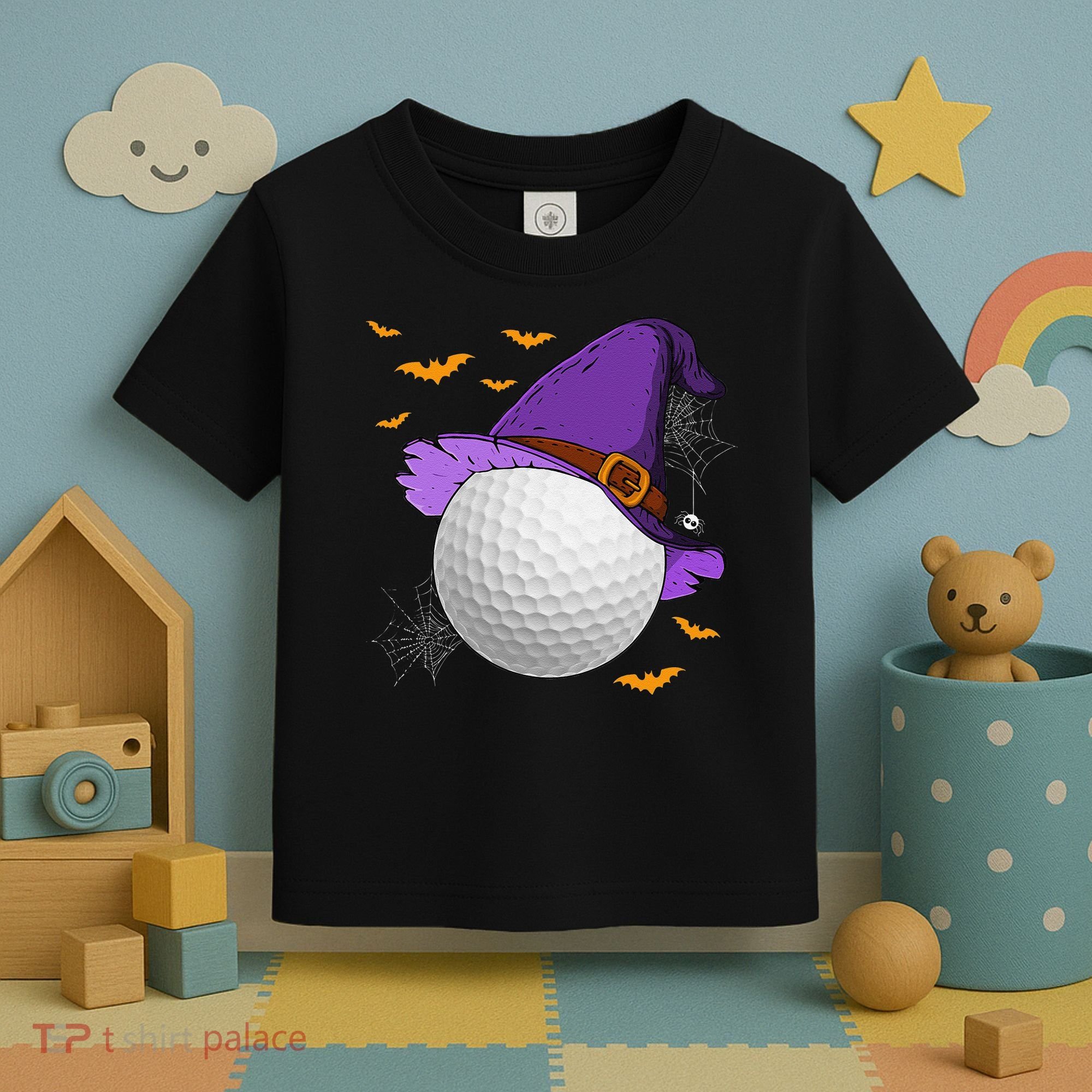 Golf Ball Witch Hat Pumpkin Spooky Halloween Costume Toddler T-Shirt