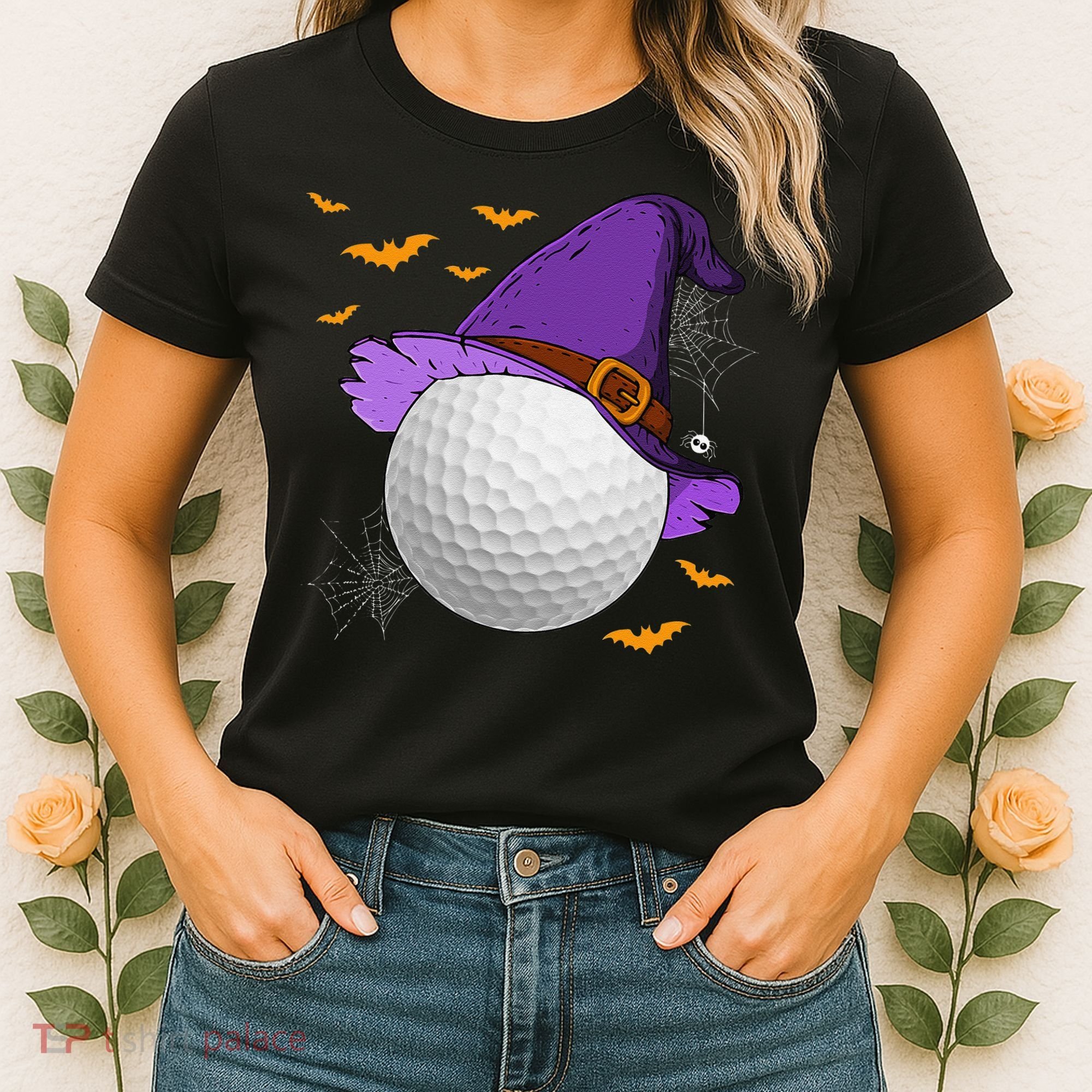 Golf Ball Witch Hat Pumpkin Spooky Halloween Costume Women's T-Shirt