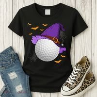 Golf Ball Witch Hat Pumpkin Spooky Halloween Costume Women's T-Shirt thumb 3