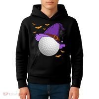 Golf Ball Witch Hat Pumpkin Spooky Halloween Costume Kids Hoodie thumb 4