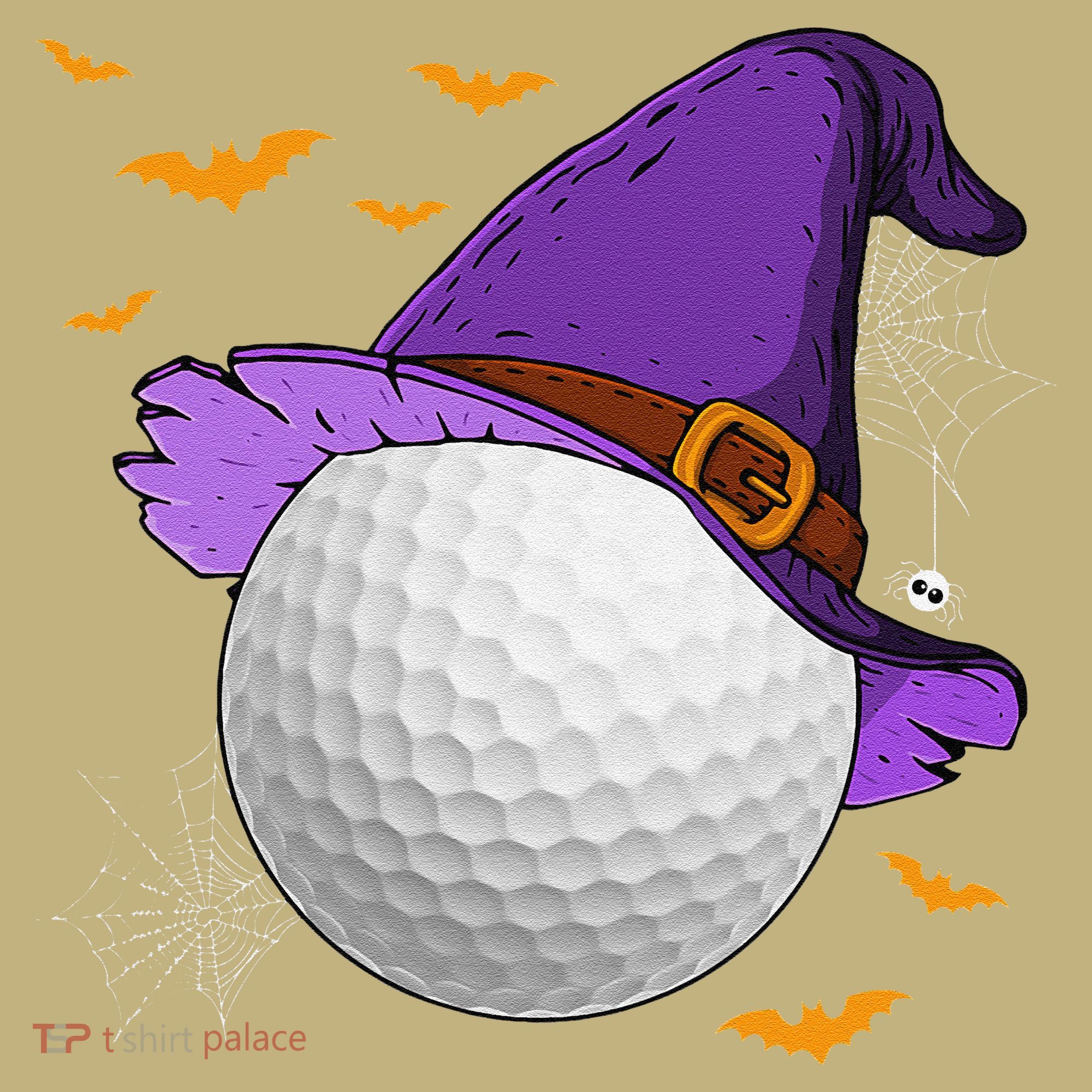 Golf Ball Witch Hat Pumpkin Spooky Halloween Costume T-Shirt