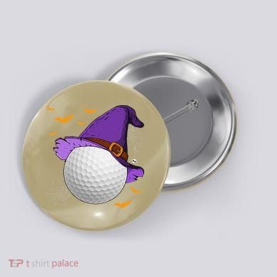 Golf Ball Witch Hat Pumpkin Spooky Halloween Costume Button
