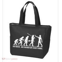 Go Back We Fucked Up Evolution Tote Bag thumb 3