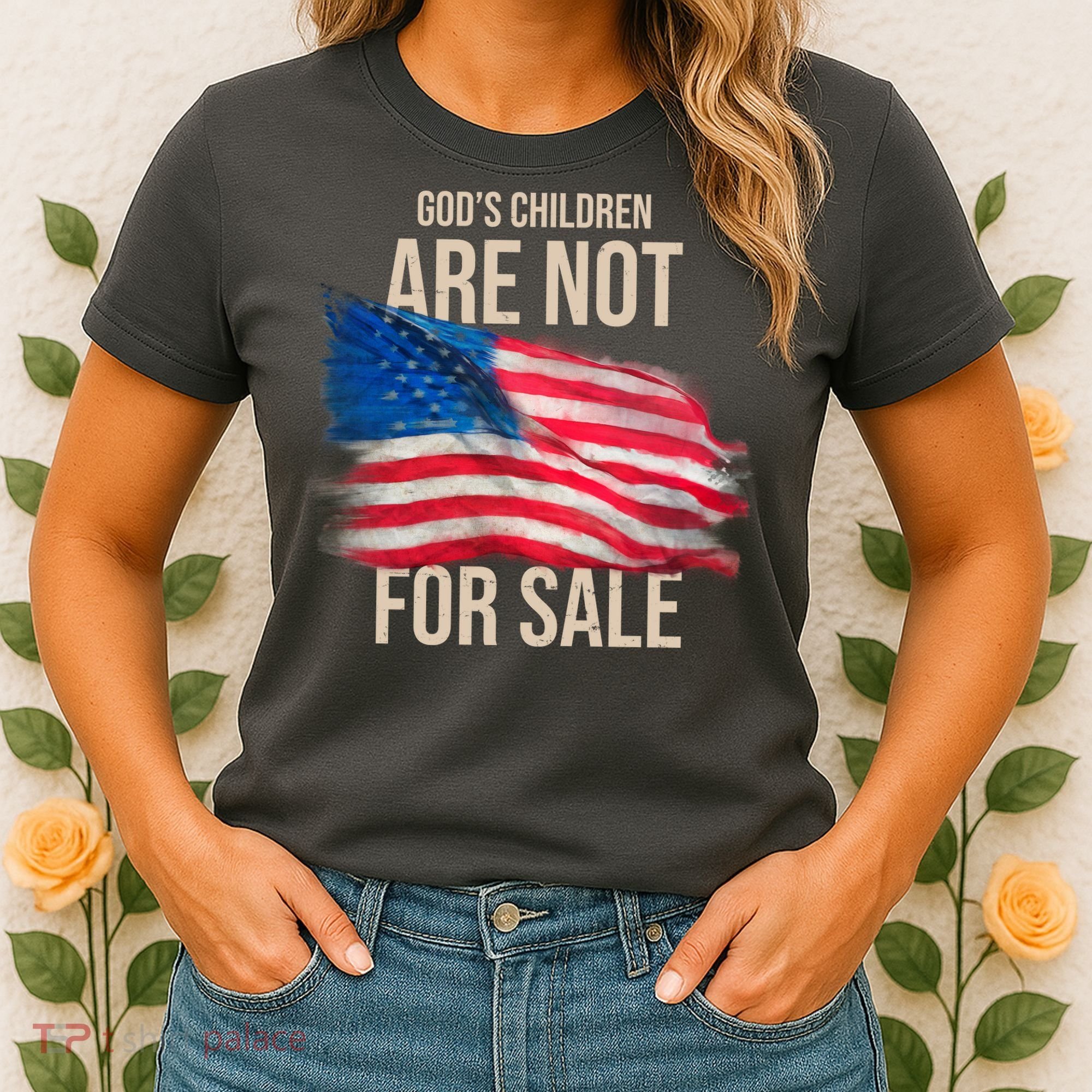 Gods Children Are Not For Sale Usa Flag Women's T-Shirt