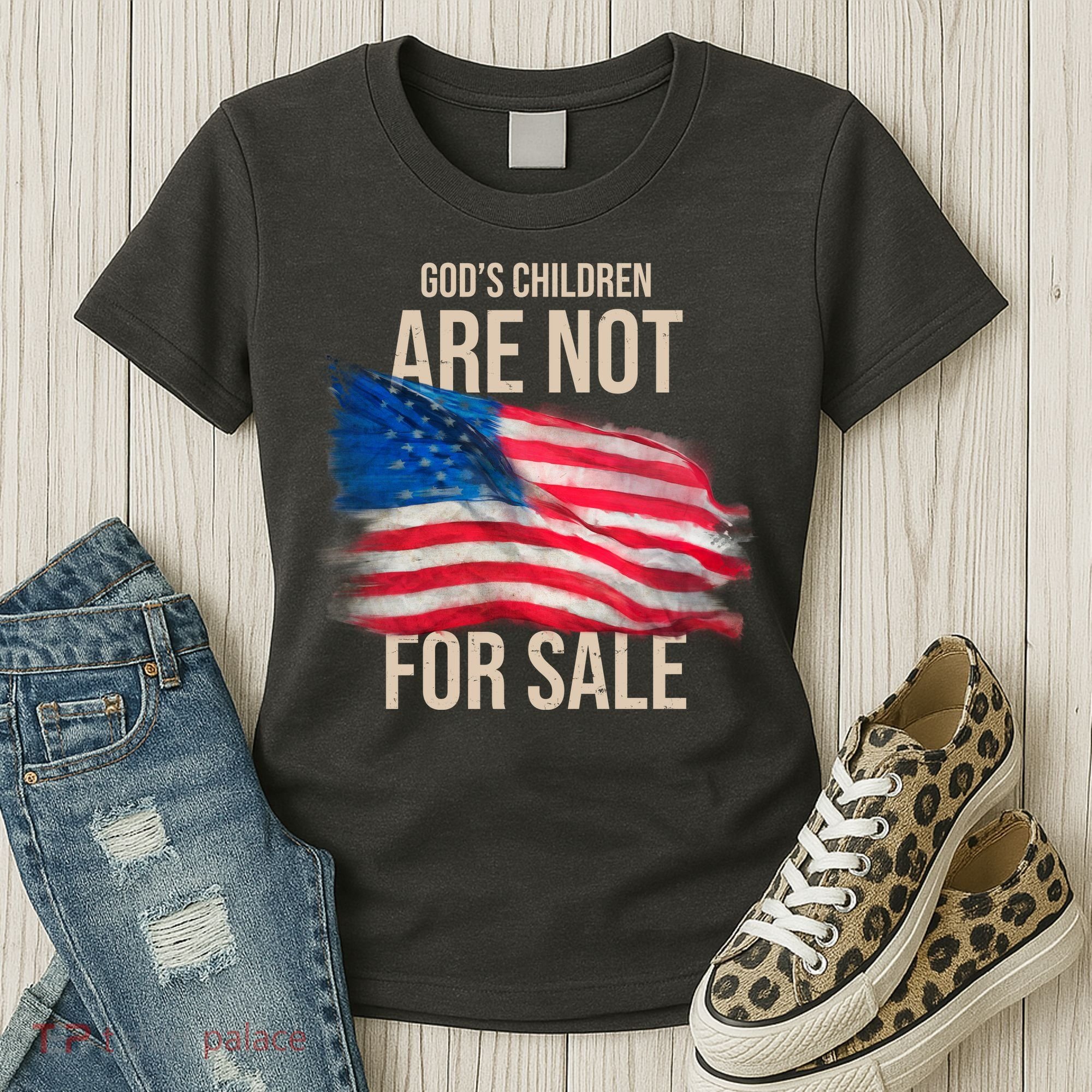 Gods Children Are Not For Sale Usa Flag Women's T-Shirt