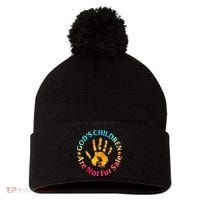 Gods Children Are Not For Sale Hand Prints Pom Pom 12in Knit Beanie thumb 0